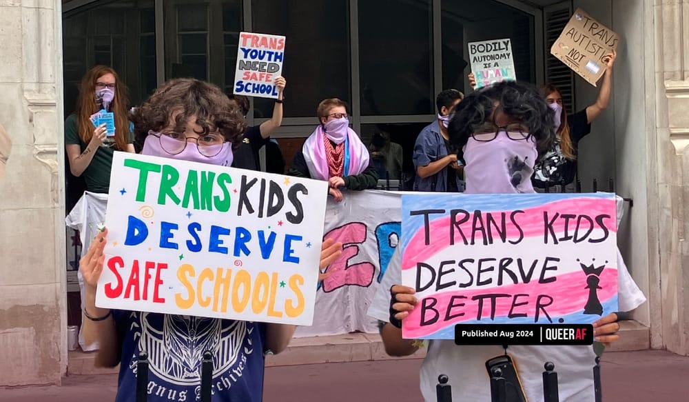 Inspired by queer history, Trans Kids Deserve Better occupy Department for Education