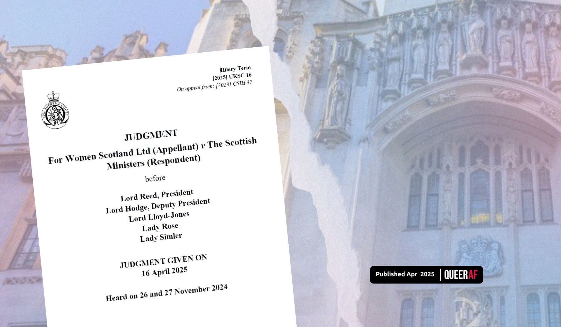 UK Supreme Court Rules That Trans Women Aren’t Women under the Equality Act 2010