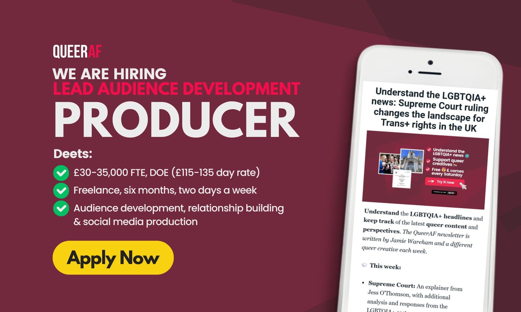 We're looking for a Lead Audience Development Producer - is that you?